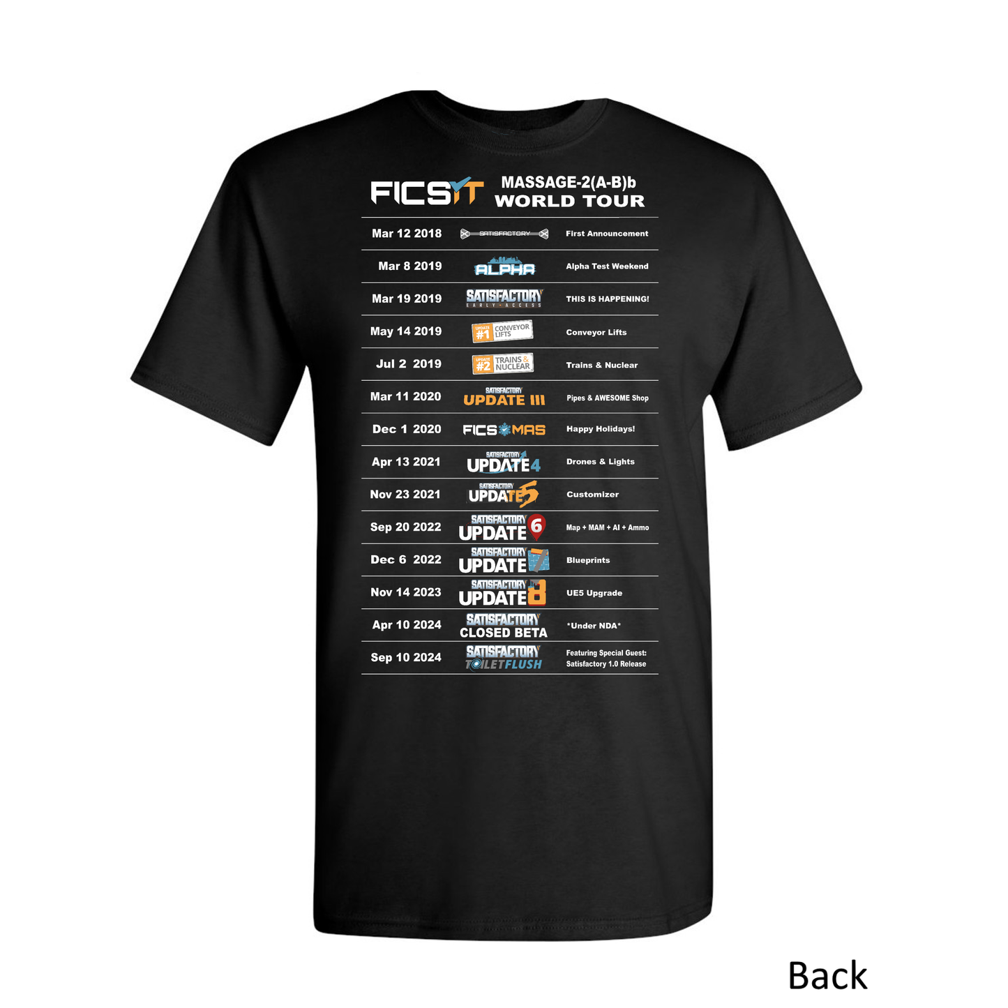 Satisfactory "Tour Updates" T-shirt